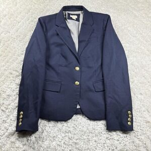 J.Crew Wool Blend Blazer Womens 2 Navy Old Money Quiet Luxury Work Business